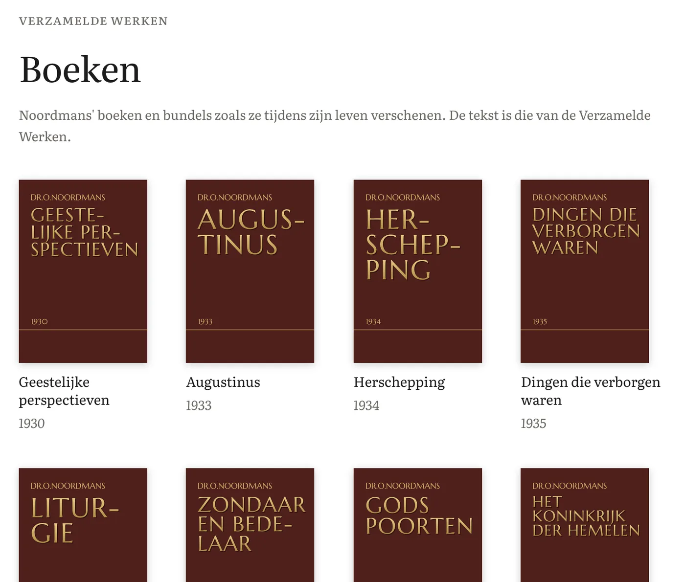 De boeken van Noordmans, met hun omslagen