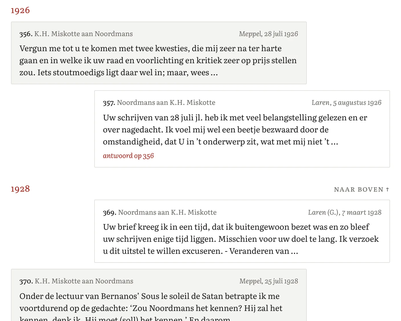 De briefwisseling met K.H. Miskotte als gesprek